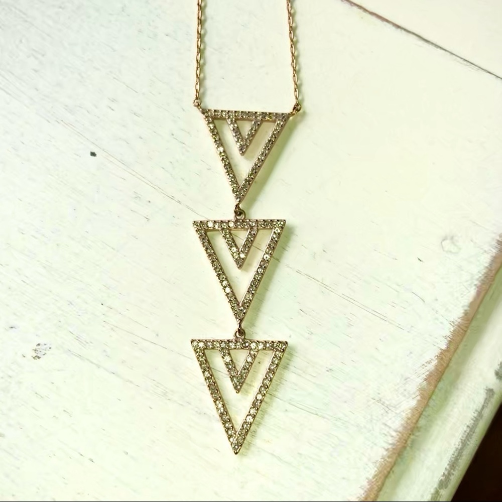 Stella & Dot Rose Gold Pavé Spear Pendant Necklace